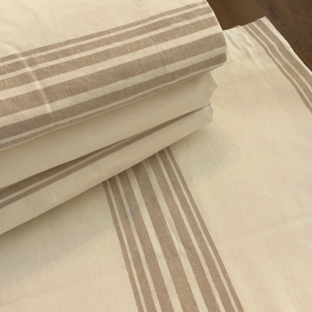 Pottery Barn Linen Emery Stripe Curtains set of 4
